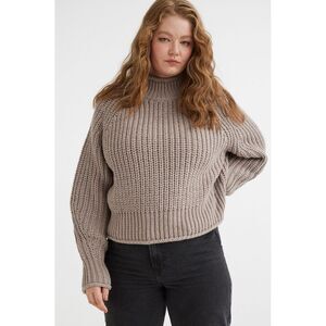 H&M Women's Size Small Brown‎ Chunky Knit Cropped Mockneck Long Sleeve Sweater